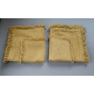 2 Merch 41 Throw Pillow Cover 18x18in Woven Fringe Quilted Mustard Yellow Boho